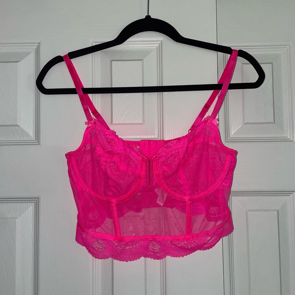 Lace Bralette in Vibrant Pink